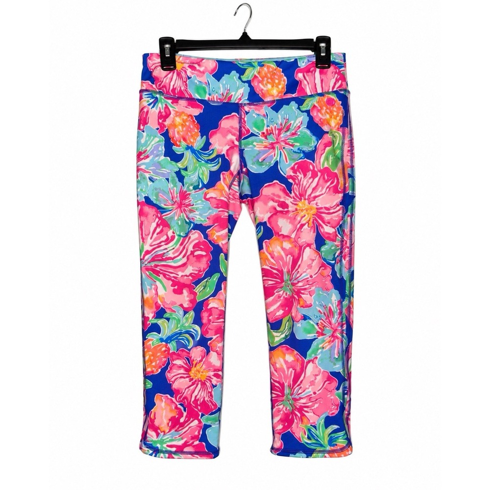 Lilly Pulitzer Luxletic Weekender Crop Leggings L Jungle Utopia Floral UPF 50+